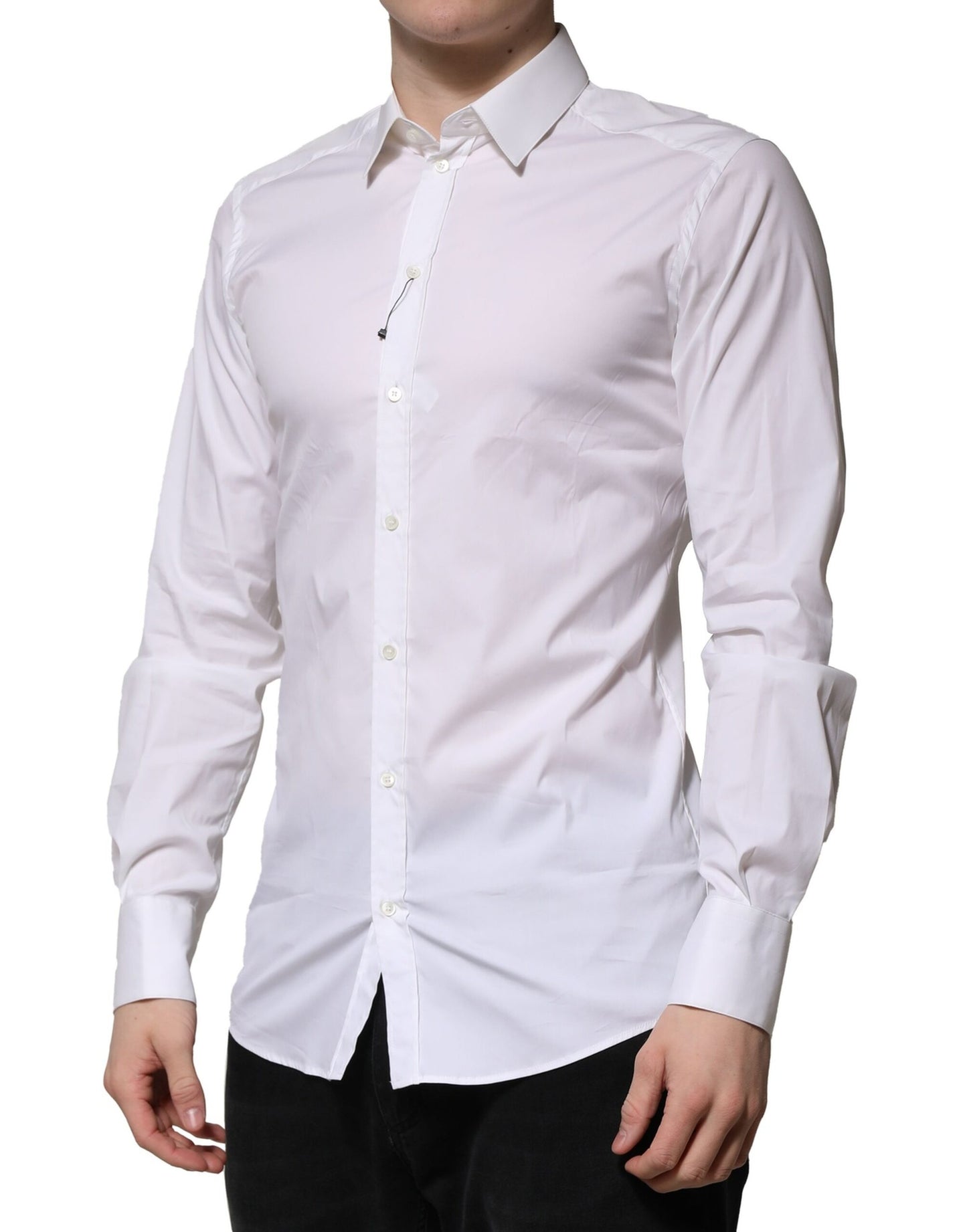 Camisa formal de manga larga Dolce & Gabbana de algodón blanco GOLD