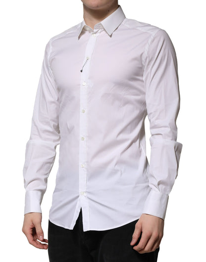 Camisa formal de manga larga Dolce & Gabbana de algodón blanco GOLD