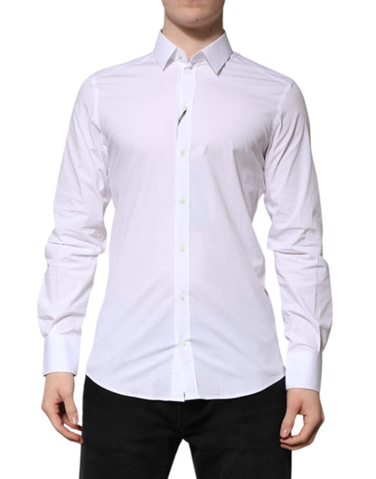 Camisa formal de manga larga Dolce & Gabbana de algodón blanco GOLD
