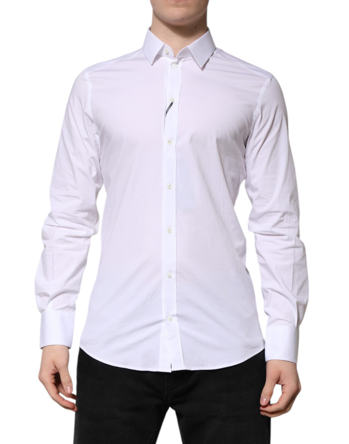 Camisa formal de manga larga Dolce & Gabbana de algodón blanco GOLD