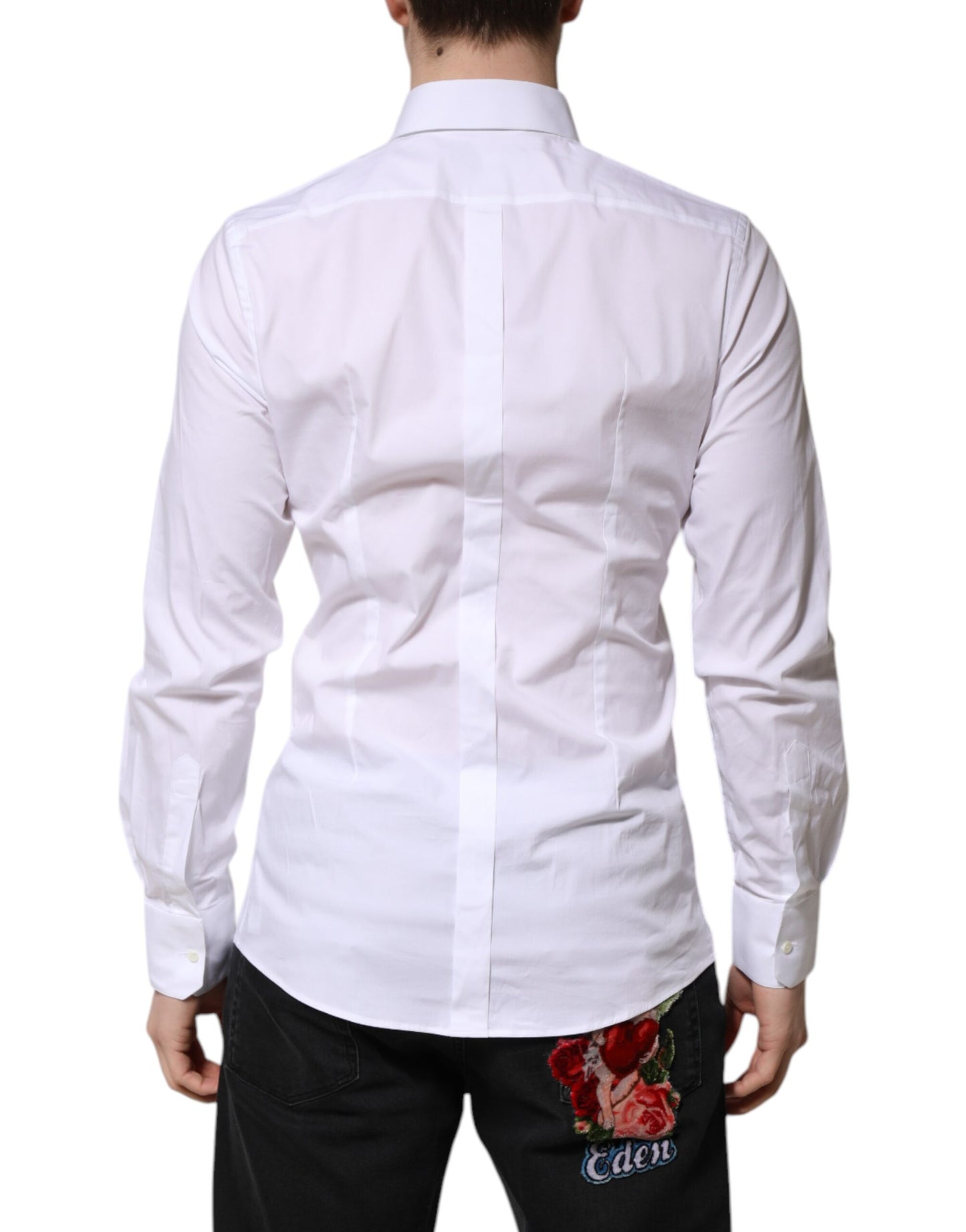 Camisa formal de manga larga Dolce & Gabbana de algodón blanco GOLD
