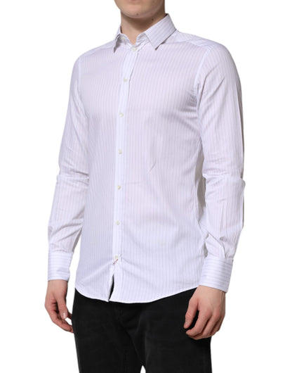 Camisa de vestir formal de algodón de manga larga con rayas blancas de Dolce & Gabbana