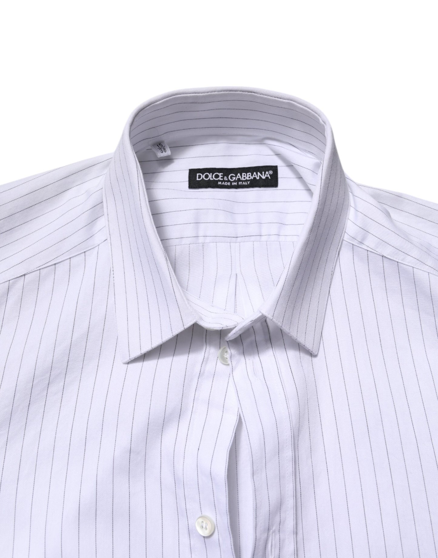 Camisa de vestir formal de algodón de manga larga con rayas blancas de Dolce & Gabbana