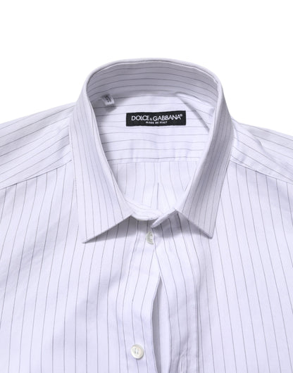 Camisa de vestir formal de algodón de manga larga con rayas blancas de Dolce & Gabbana