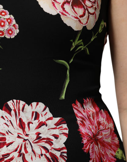 Top de blusa sin mangas con estampado floral negro de Dolce & Gabbana