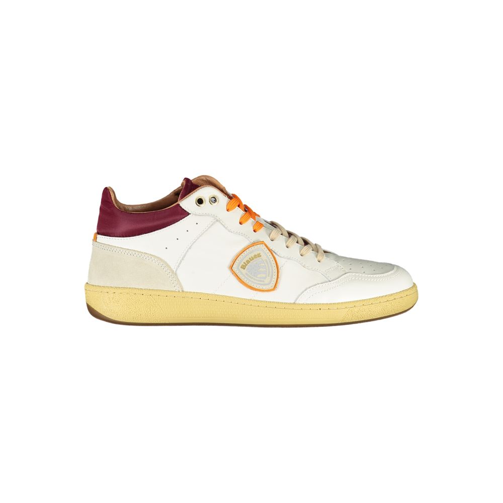 Zapatillas de cuero para hombre Blauer Bianco
