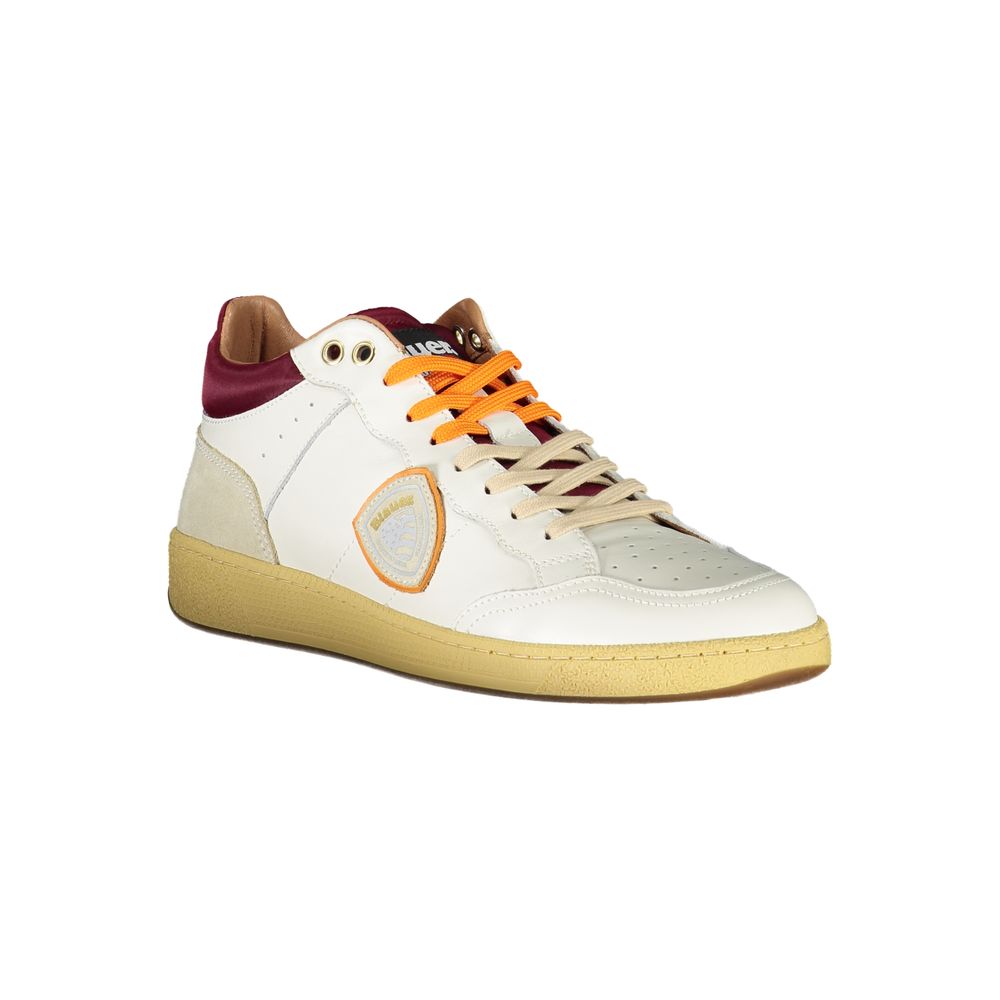 Zapatillas de cuero para hombre Blauer Bianco