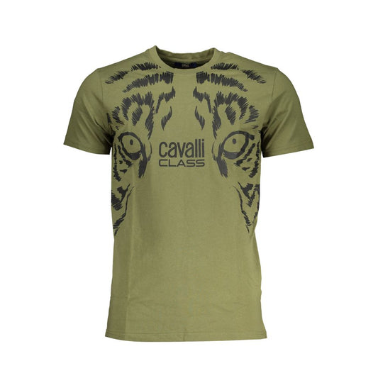 Camiseta de hombre de algodón verde Cavalli Class