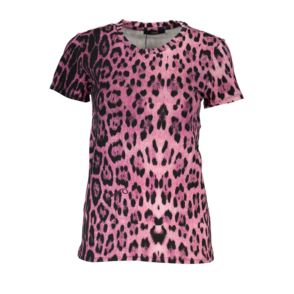 Cavalli Class Camiseta rosa de algodón para mujer