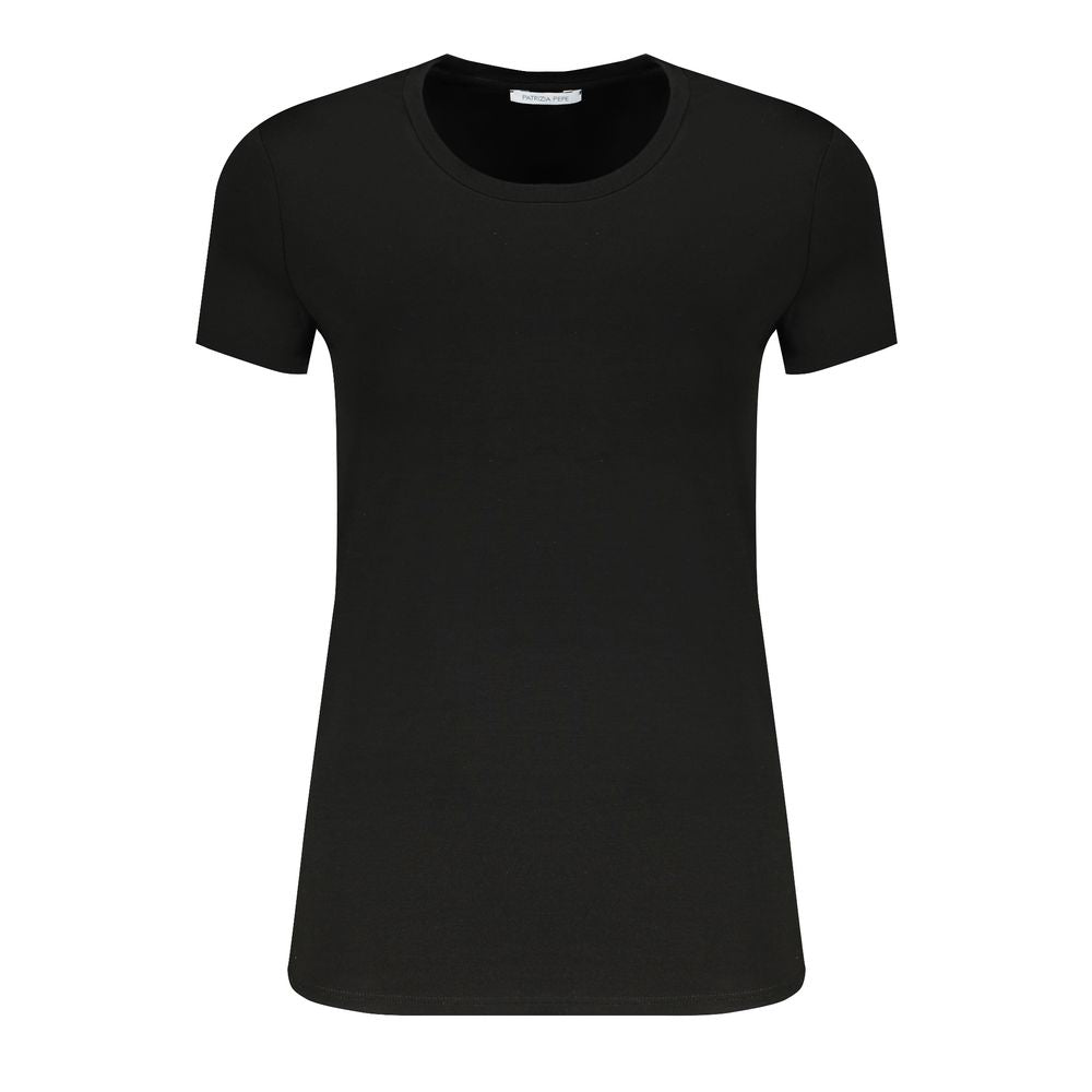 Patrizia Pepe Camiseta Negra de Algodón Orgánico para Mujer