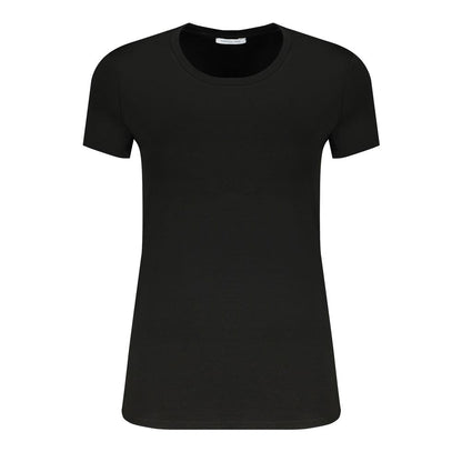 Patrizia Pepe Camiseta Negra de Algodón Orgánico para Mujer