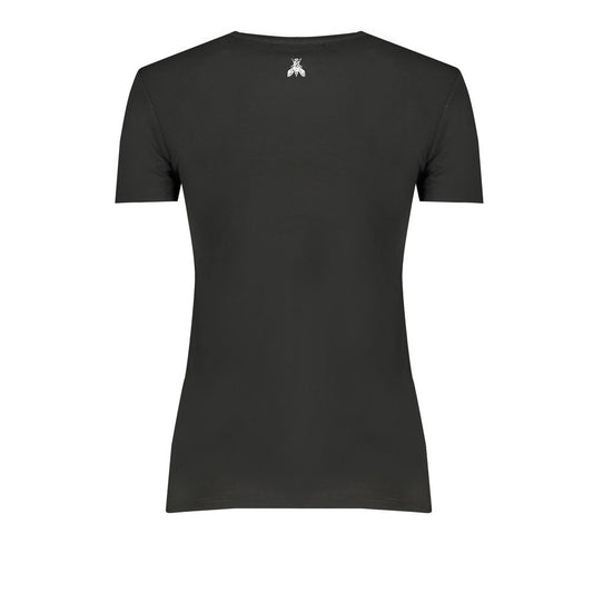 Patrizia Pepe Camiseta Negra de Algodón Orgánico para Mujer