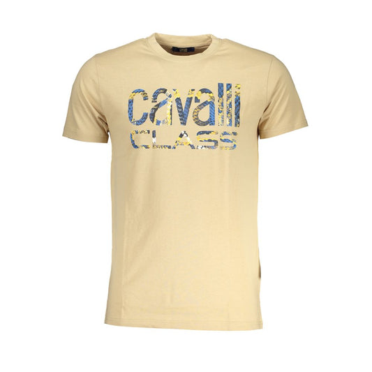Camiseta de algodón beige para hombre Cavalli Class