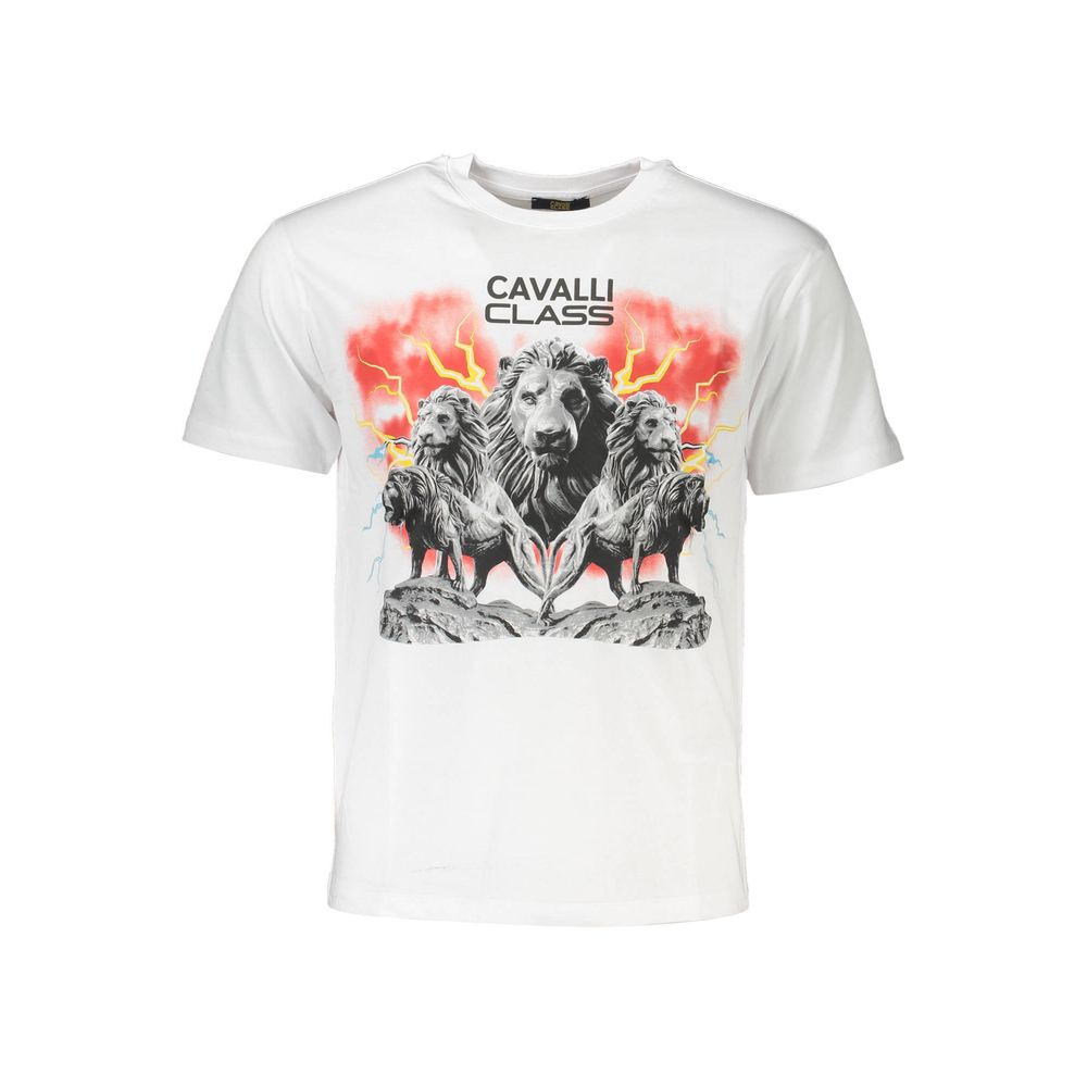Camiseta de algodón blanco Cavalli Class para hombre
