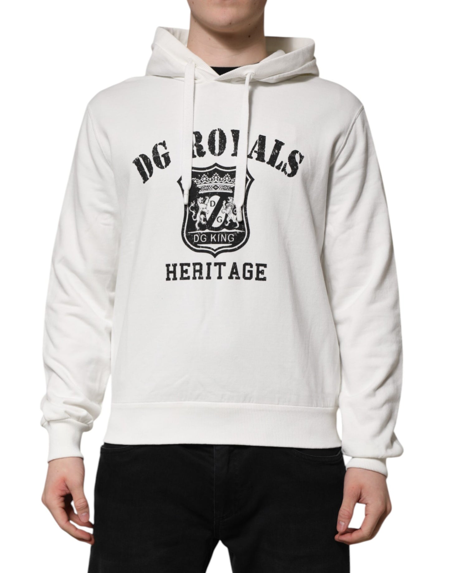 Sudadera con capucha Dolce & Gabbana de algodón blanco con estampado DG ROYAL