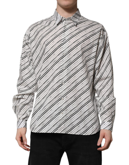 Camisa formal de hombre Dolce & Gabbana de manga larga a rayas blancas