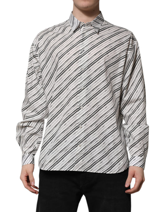 Camisa formal de hombre Dolce & Gabbana de manga larga a rayas blancas