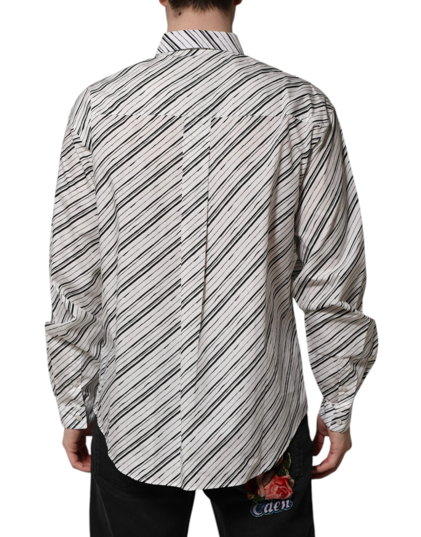 Camisa formal de hombre Dolce & Gabbana de manga larga a rayas blancas