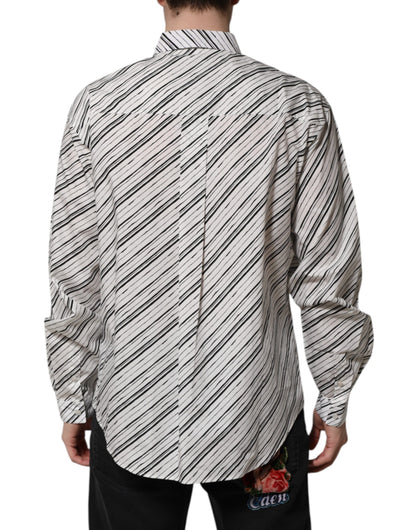 Camisa formal de hombre Dolce & Gabbana de manga larga a rayas blancas
