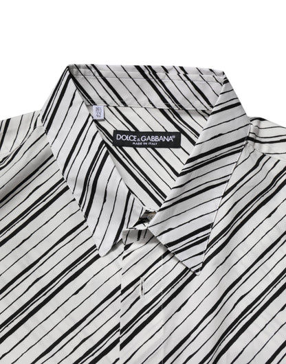 Camisa formal de hombre Dolce & Gabbana de manga larga a rayas blancas