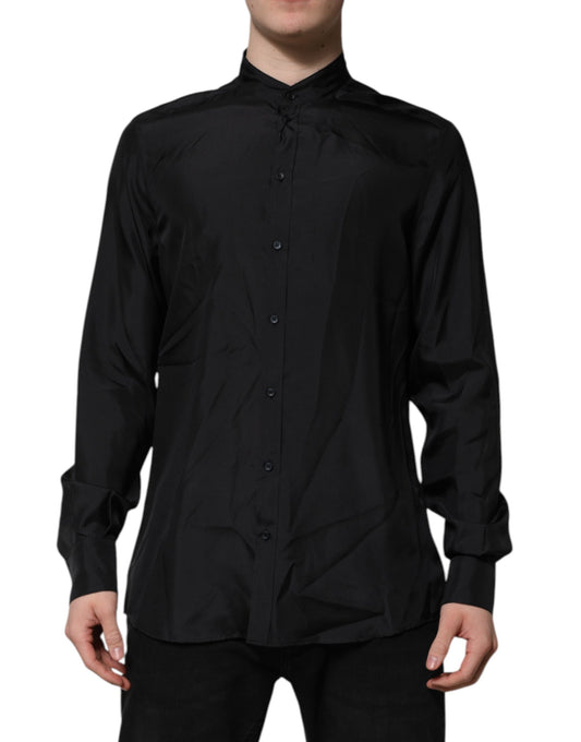 Camisa de vestir formal Dolce & Gabbana MARTINI de seda azul oscuro para hombre