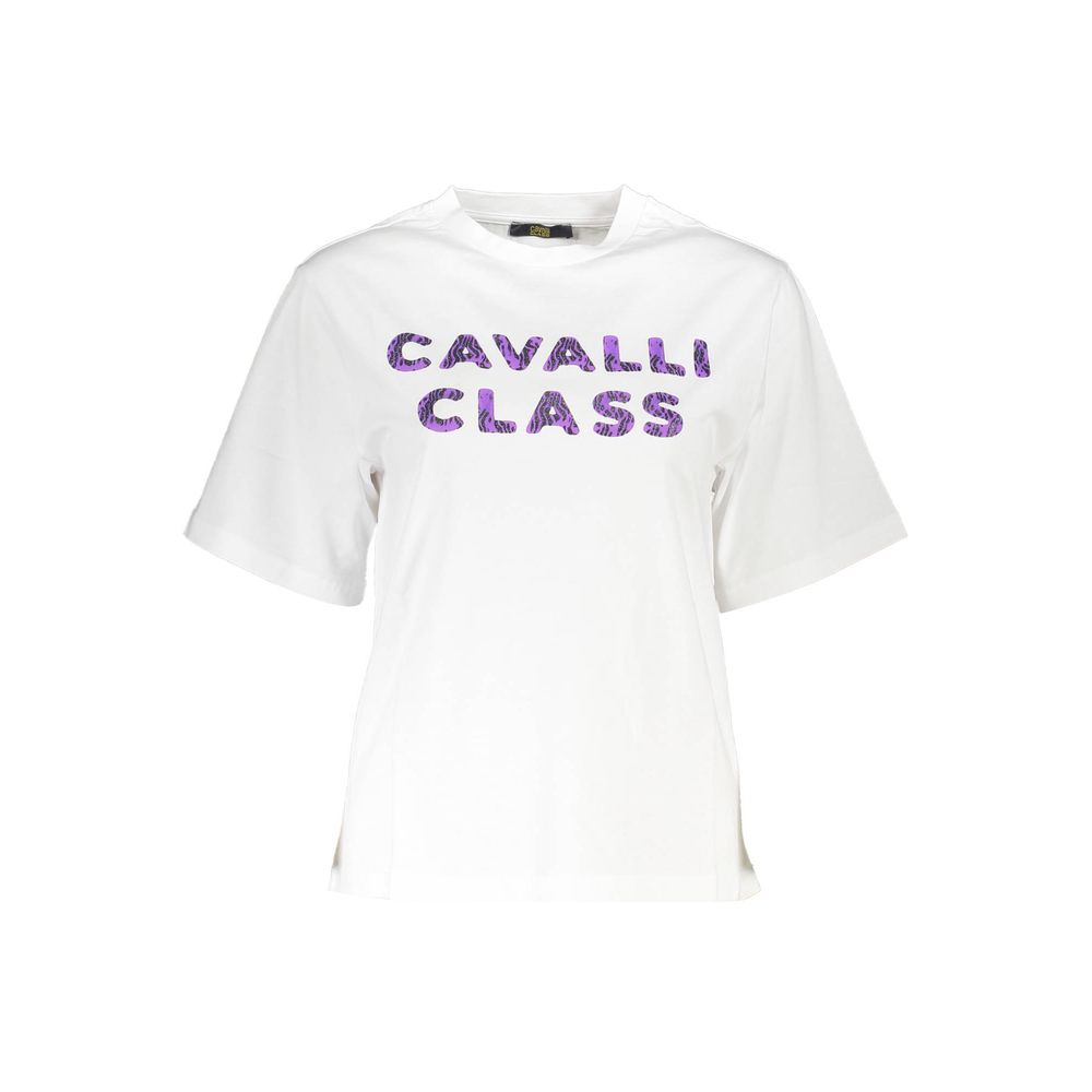 Camiseta de algodón para mujer Cavalli Class, color blanco