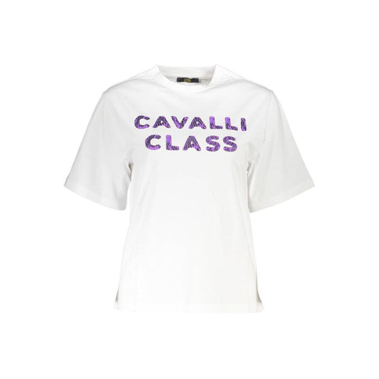 Camiseta de algodón para mujer Cavalli Class, color blanco