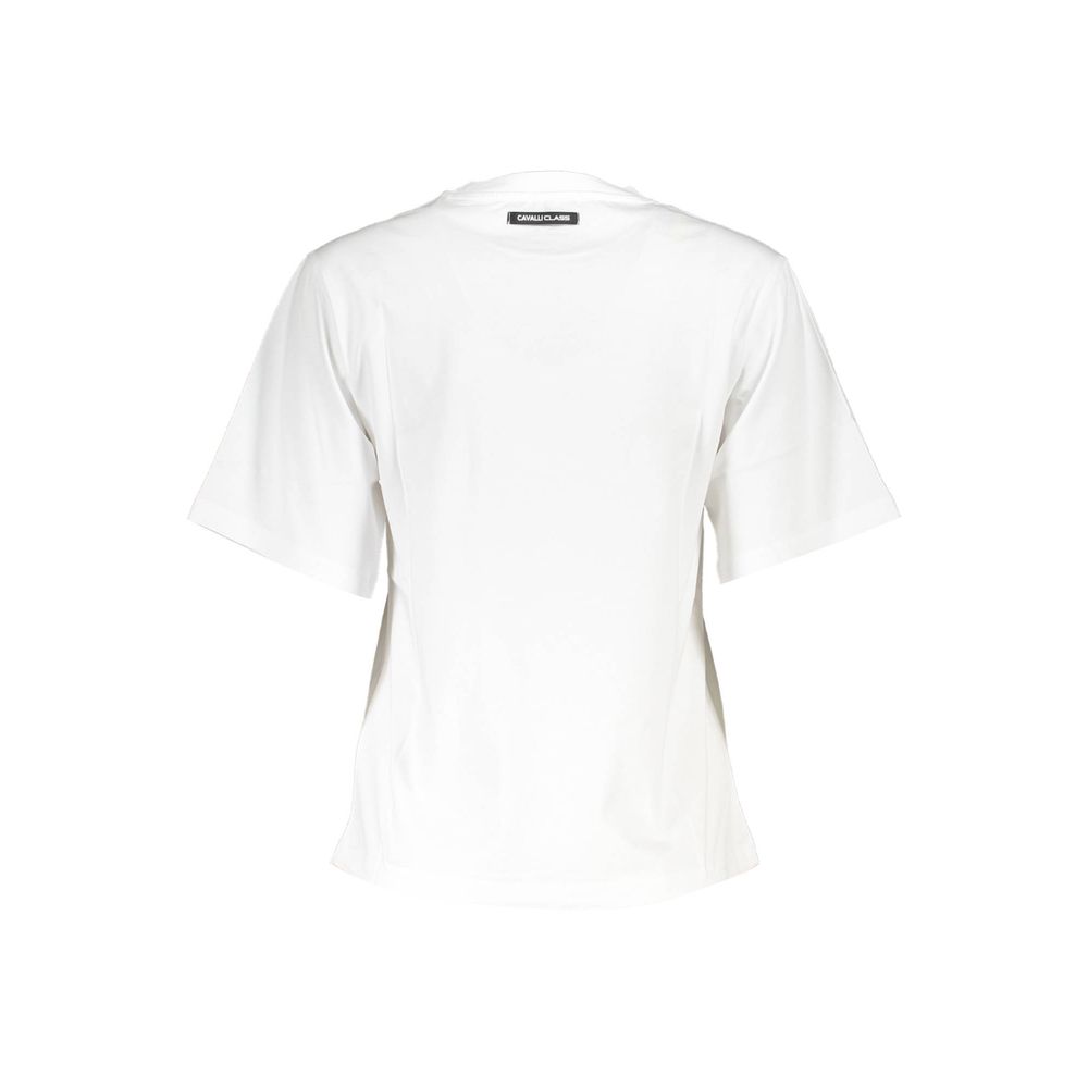 Camiseta de algodón para mujer Cavalli Class, color blanco