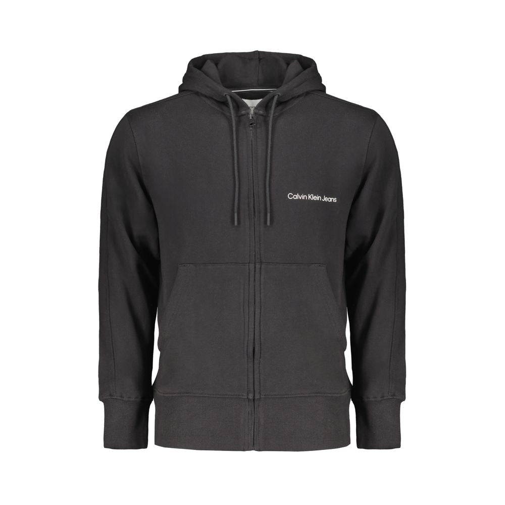 Suéter de algodón negro para hombre Calvin Klein con capucha y bolsillos centrales