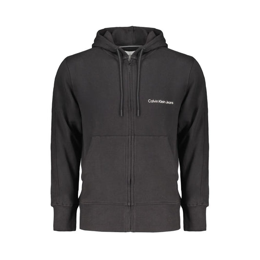 Suéter de algodón negro para hombre Calvin Klein con capucha y bolsillos centrales