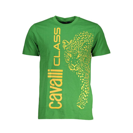 Camiseta de hombre de algodón verde Cavalli Class