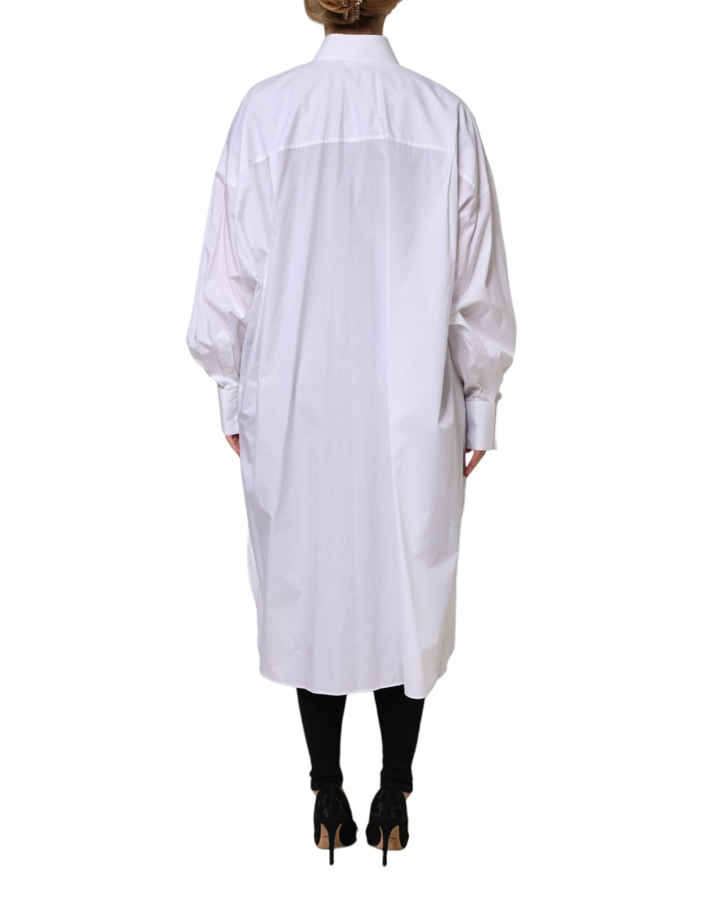 Dolce & Gabbana Camisa de Algodón Blanca con Cuello Manga Larga