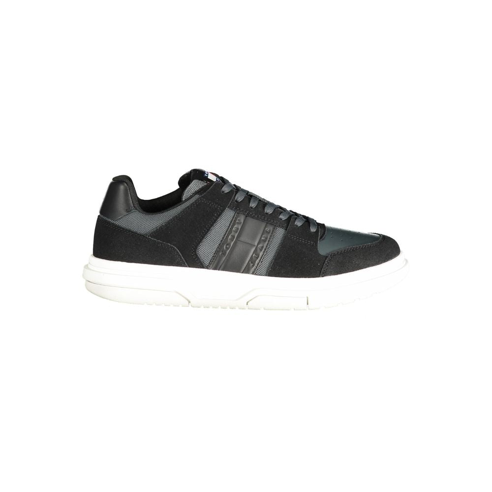 Zapatillas de hombre de cuero negro Tommy Hilfiger
