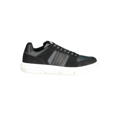 Zapatillas de hombre de cuero negro Tommy Hilfiger