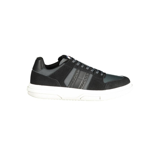 Zapatillas de hombre de cuero negro Tommy Hilfiger