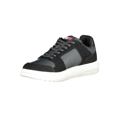 Zapatillas de hombre de cuero negro Tommy Hilfiger