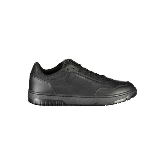 Zapatillas de hombre de cuero negro Tommy Hilfiger