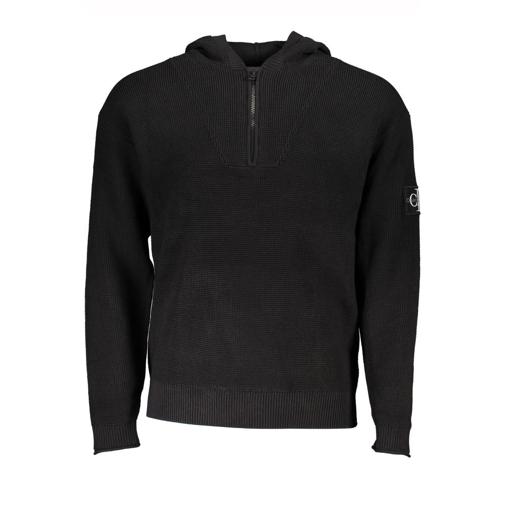 Sudadera Calvin Klein negra de algodón para hombre con capucha y media cremallera