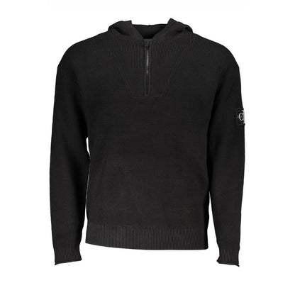 Sudadera Calvin Klein negra de algodón para hombre con capucha y media cremallera