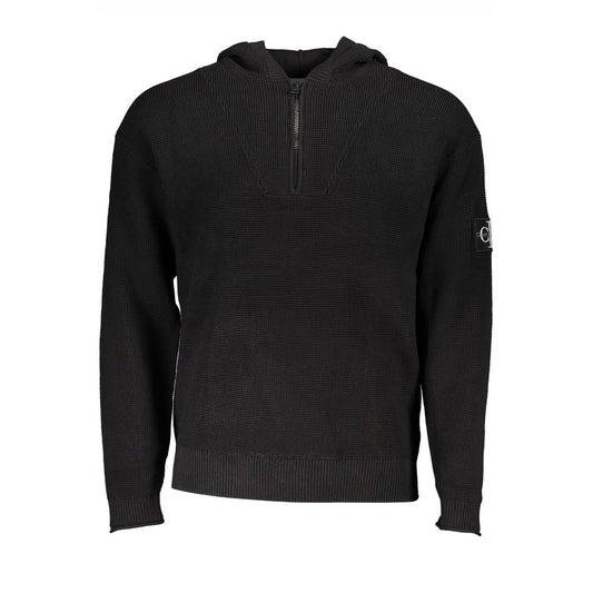 Sudadera Calvin Klein negra de algodón para hombre con capucha y media cremallera