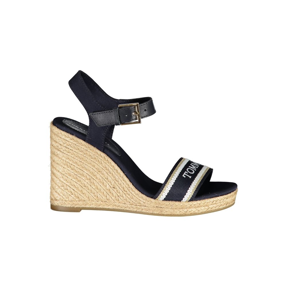 Sandalia de cuña Tommy Hilfiger de cuero azul para mujer