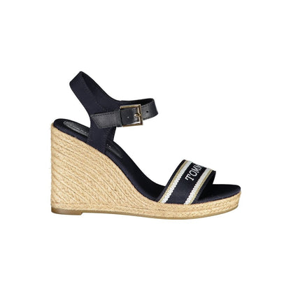 Sandalia de cuña Tommy Hilfiger de cuero azul para mujer