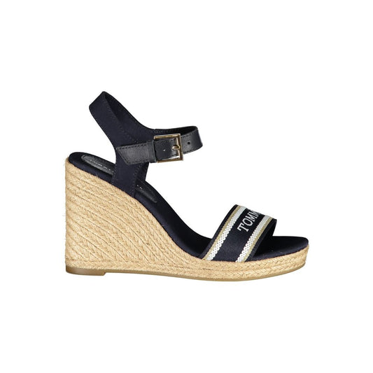 Sandalia de cuña Tommy Hilfiger de cuero azul para mujer