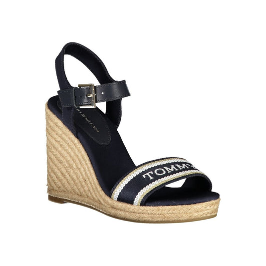 Sandalia de cuña Tommy Hilfiger de cuero azul para mujer