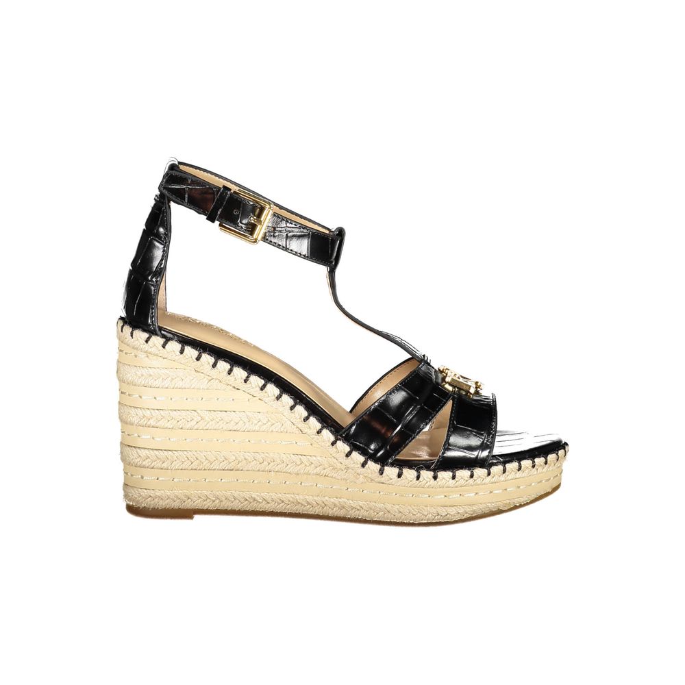 Sandalia Ralph Lauren negra de cuero para mujer