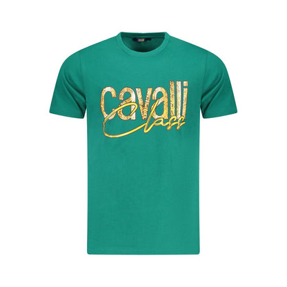 Camiseta de algodón verde Cavalli Class para hombre