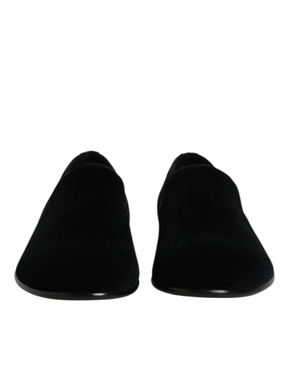 Mocasines sin cordones de terciopelo negro Dolce & Gabbana Zapatos de vestir