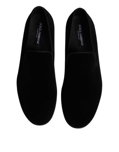 Mocasines sin cordones de terciopelo negro Dolce & Gabbana Zapatos de vestir
