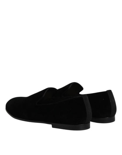 Mocasines sin cordones de terciopelo negro Dolce & Gabbana Zapatos de vestir