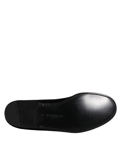 Mocasines sin cordones de terciopelo negro Dolce & Gabbana Zapatos de vestir